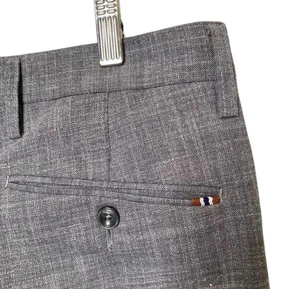 Zanella Mens Size 32 Gray Flat Wool Blend Front Superfine Dress Pants Stretchy